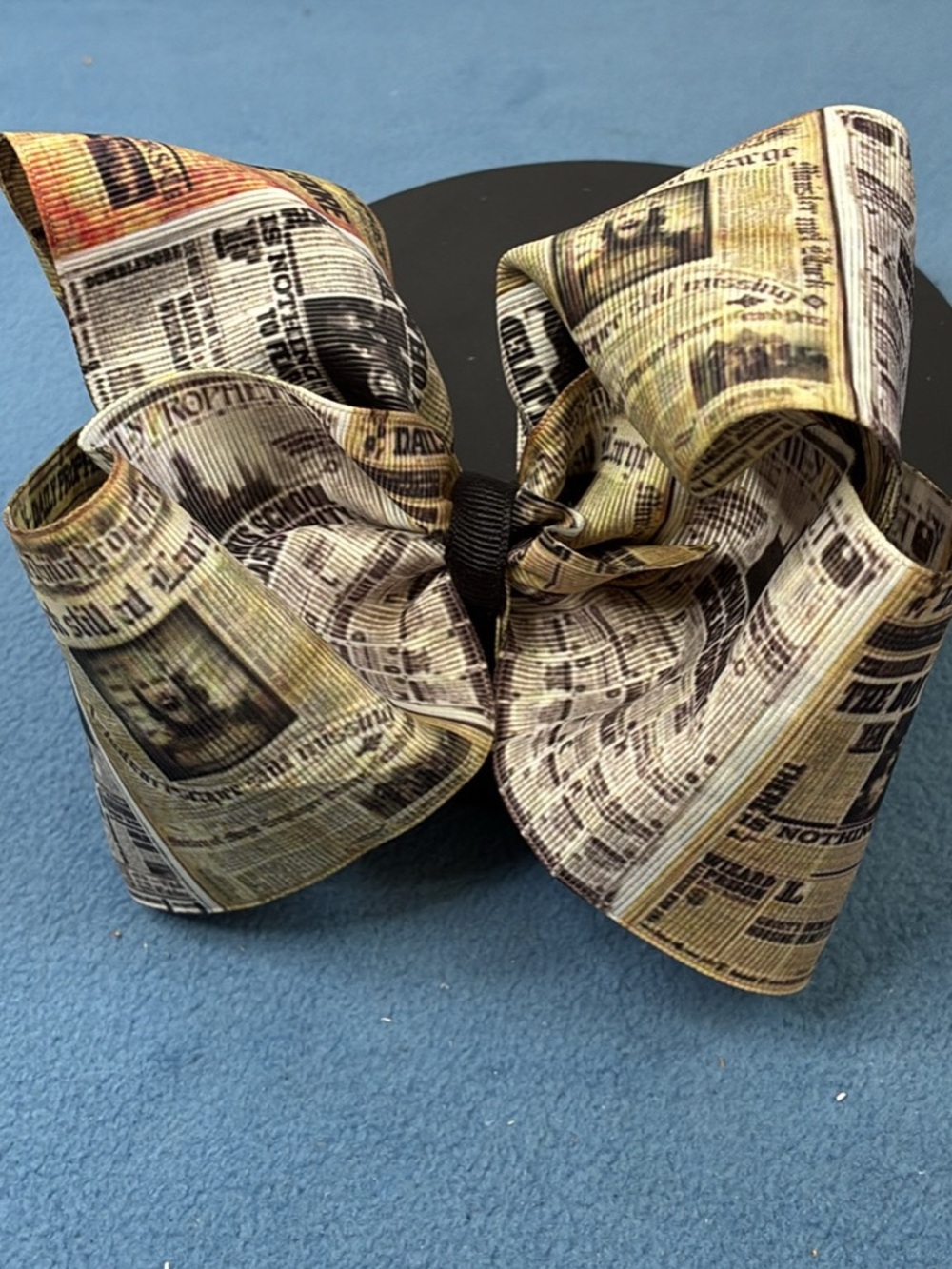 Harry Potter Themed Newspaper Print Hair Bow in Beige and Black